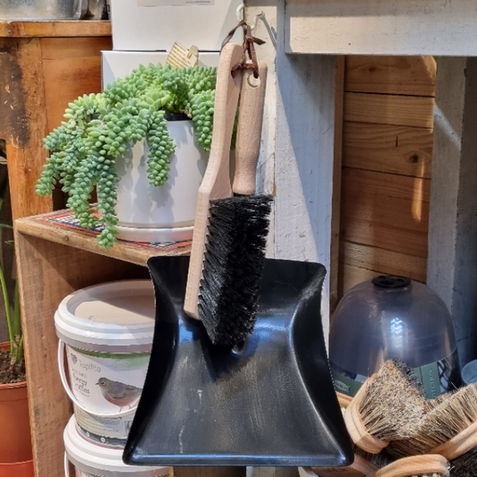 Metal Dustpan & Long Handled Brush